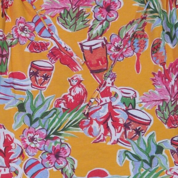 Zara Monkey Bongo Tropical Print T-Shirt Dress with Cut Out Sides Orange Small - Picture 6 of 11